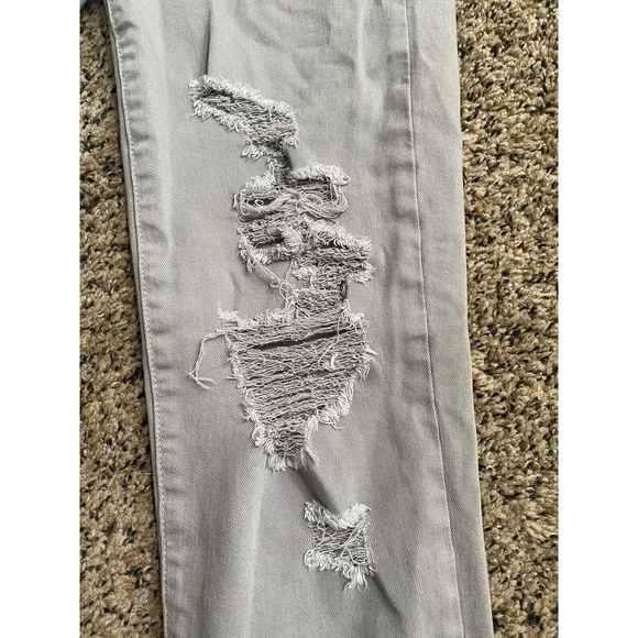 AMERICAN EAGLE Super Stretch X GRAY Denim Ripped Distressed Jegging Size 4 - Picture 9 of 11